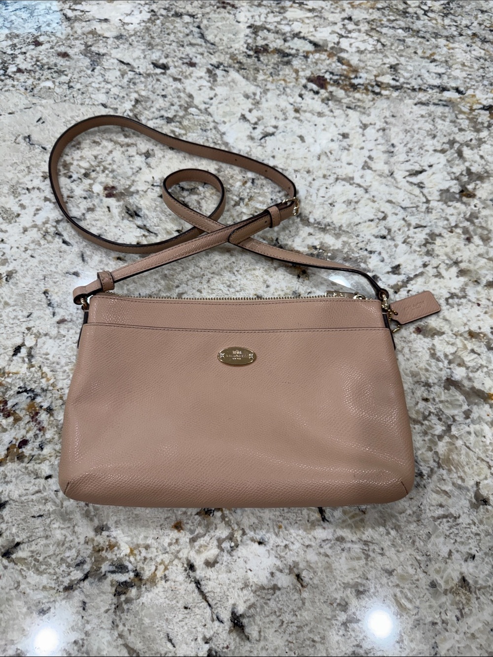 Coach Cream F52881 Crossgrain Leather East West Crossbody with Adjustable Strap